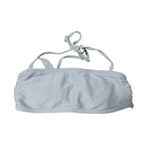 H&M Women’s Light Blue Bandeau Bikini Top Ribbed Tie Back Size 2